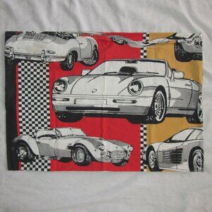 Vtg 80s NT Made in Denmark Porsche Convertible Car Standard Size Pillow Case